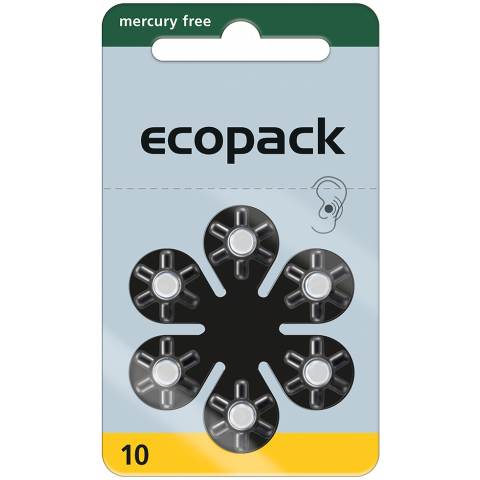 6 x Hörgerätebatterie eco Pack-Größe 10